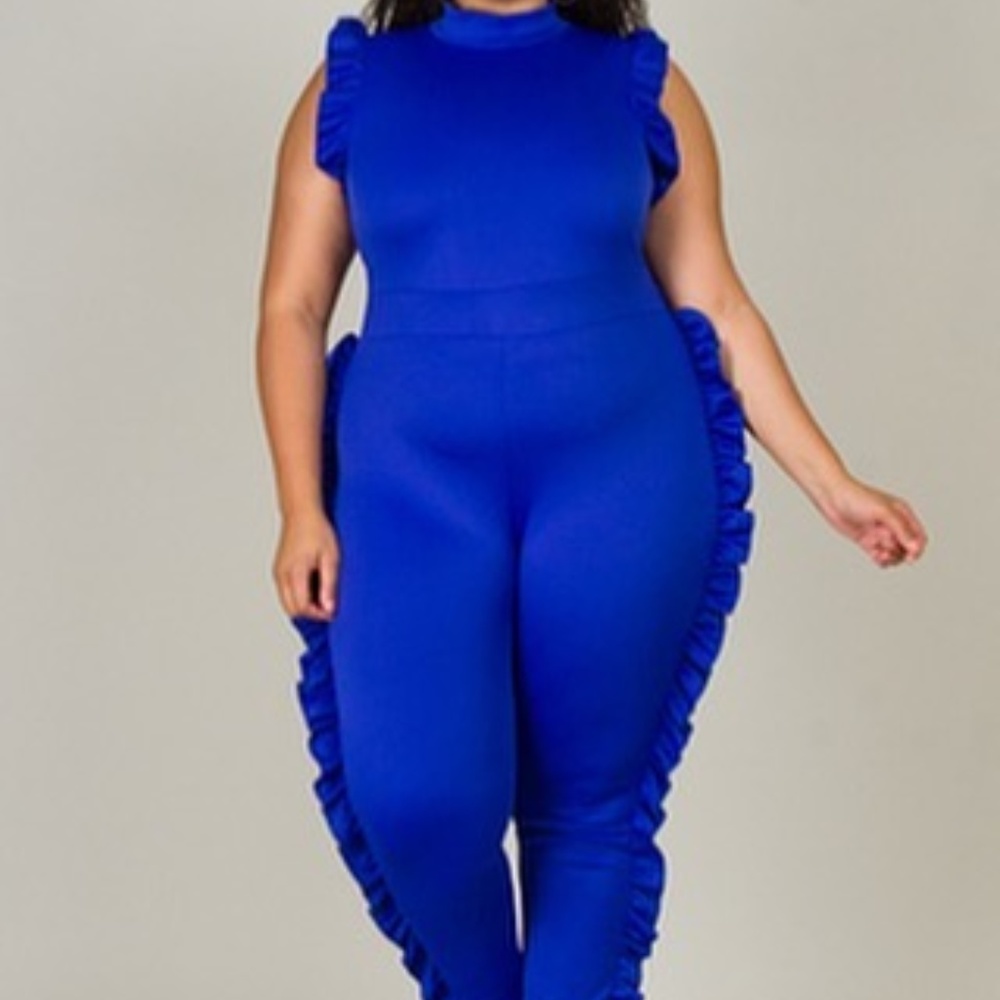 Blue Ruffle Jumpsuit